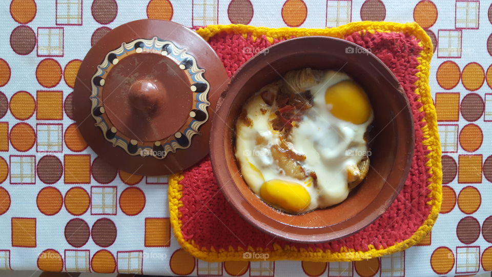 Directly above view of food in bowl