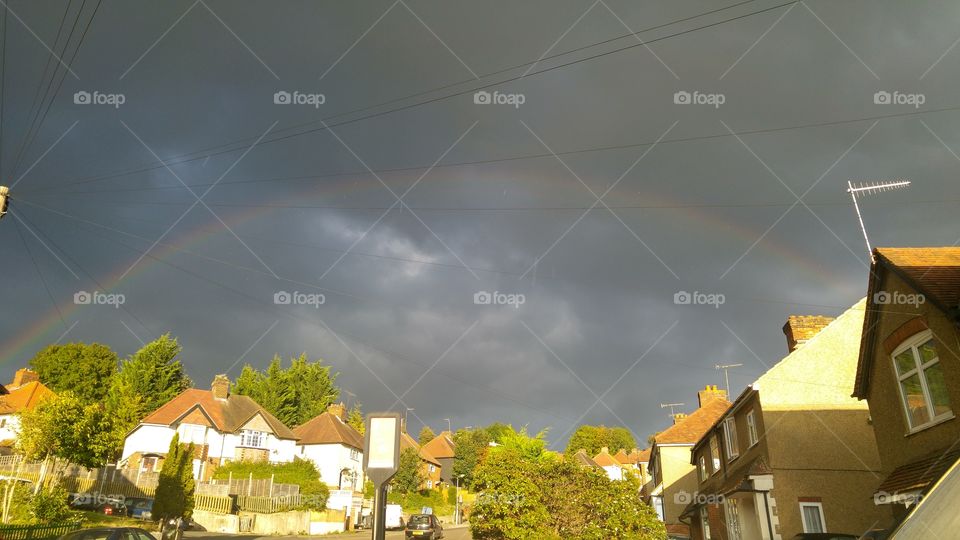 Rainbow in sky