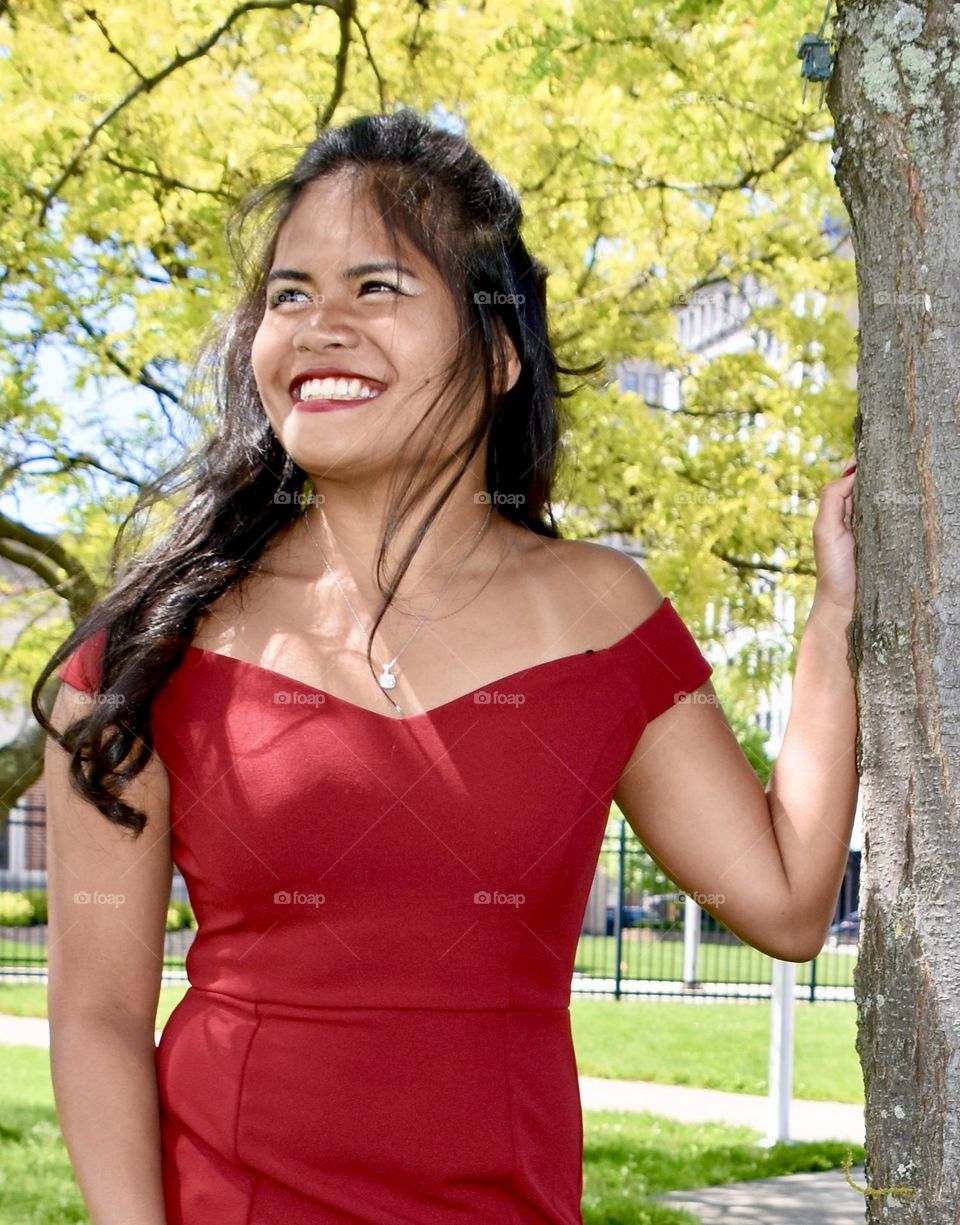 Filipino girl with beautiful hair