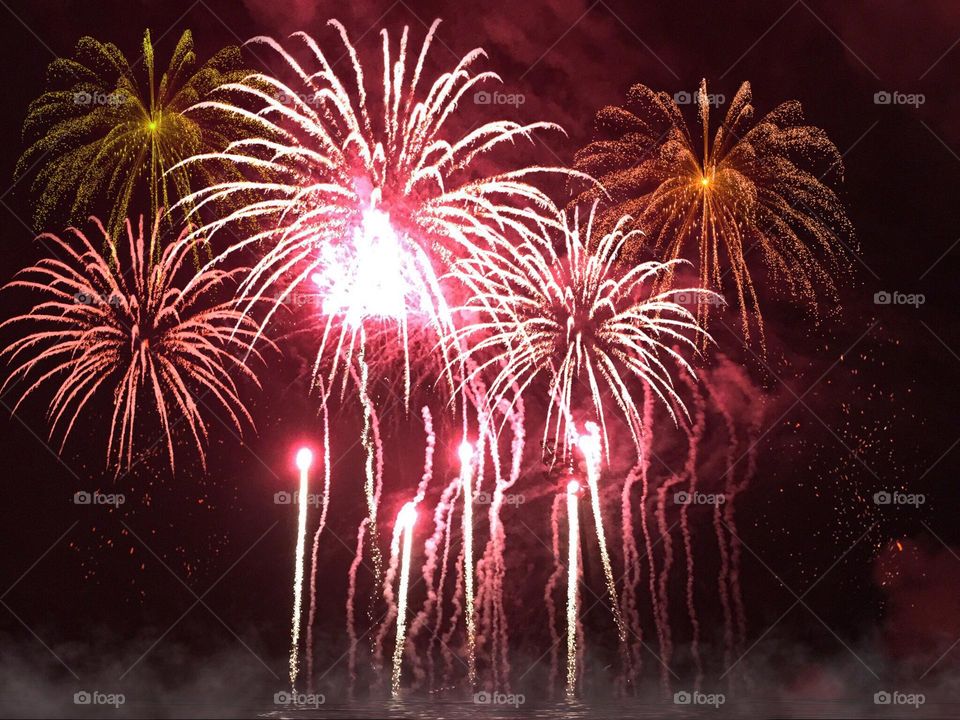 Exploding vivid fireworks.