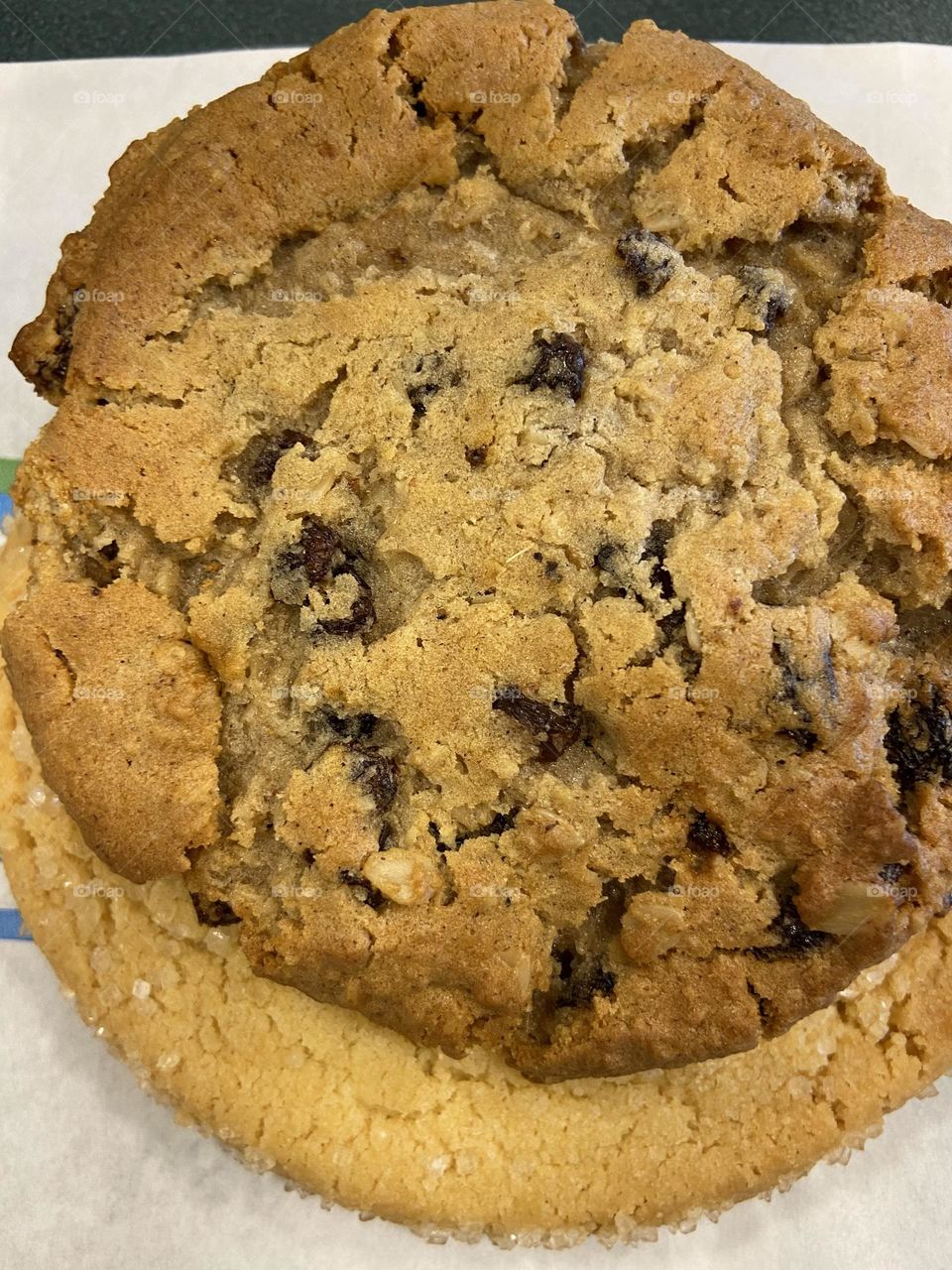 Two cookies are better than one, especially if they are “Buy one, get one 50% off” as they were when I visited the cafe at Barnes & Noble bookstore. I went in for my favorite sugar cookie but got an oatmeal raisin too. Both are delicious. 