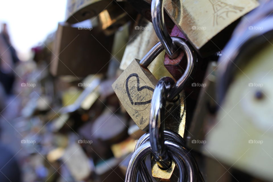 Love locks on Pont des Arts. Love locks on Pont des Arts in Paris