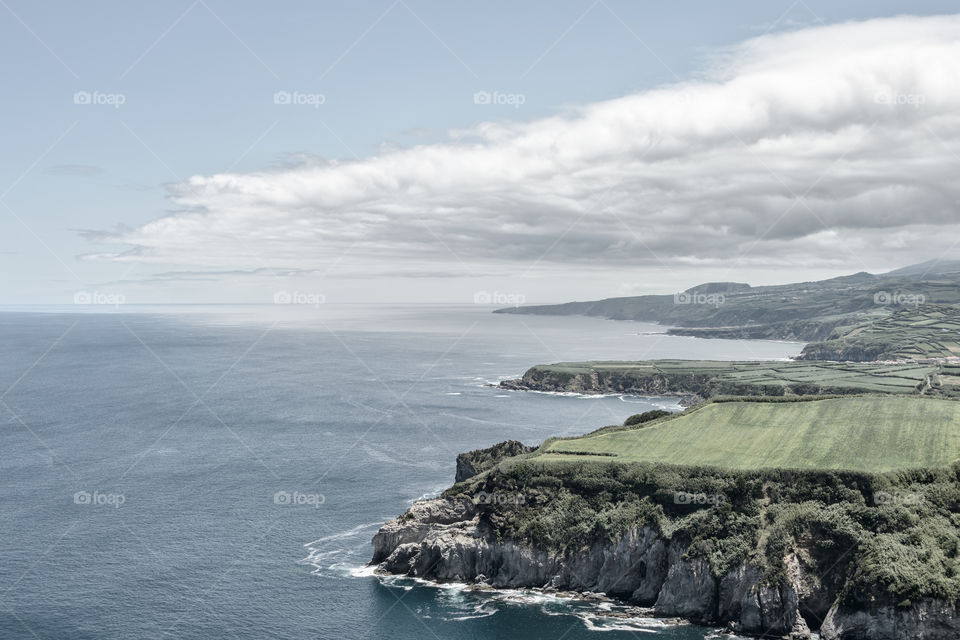 Scenic view of azorean coast