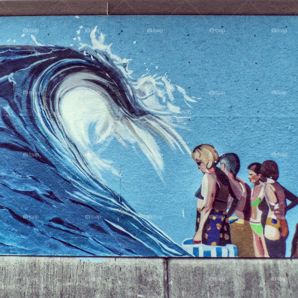 Mare Nostrum Wave. Wall Art work in Oslo. Artists: Torunn Skjelland and Vigdis Fjellheim