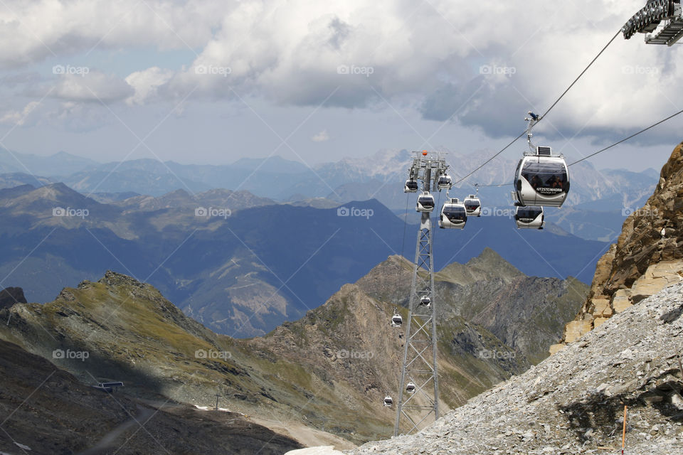 Cable car Kitzsteinhorn high altitude in the alps 
