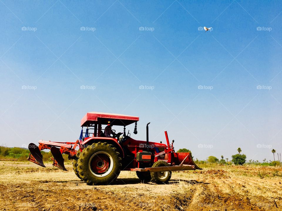 Tractor ploughing 