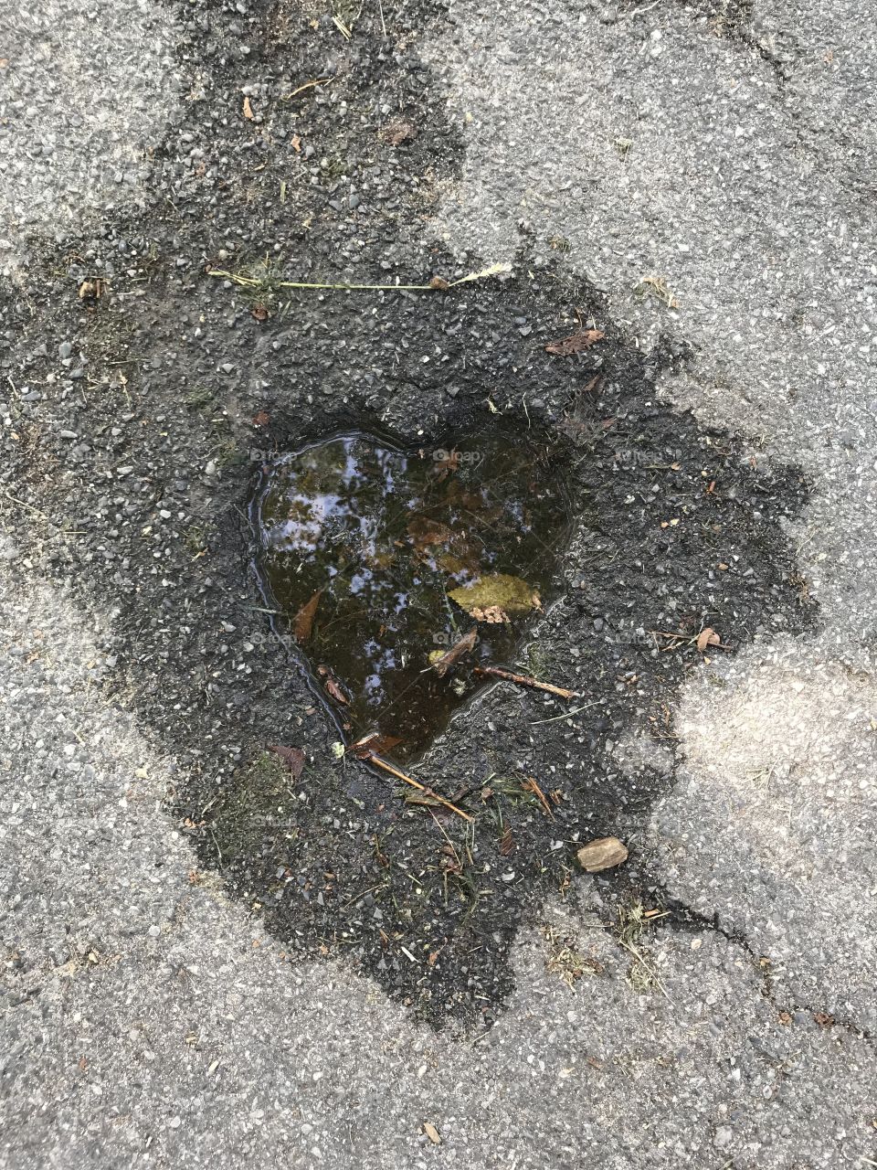 Heart hole in sidewalk 