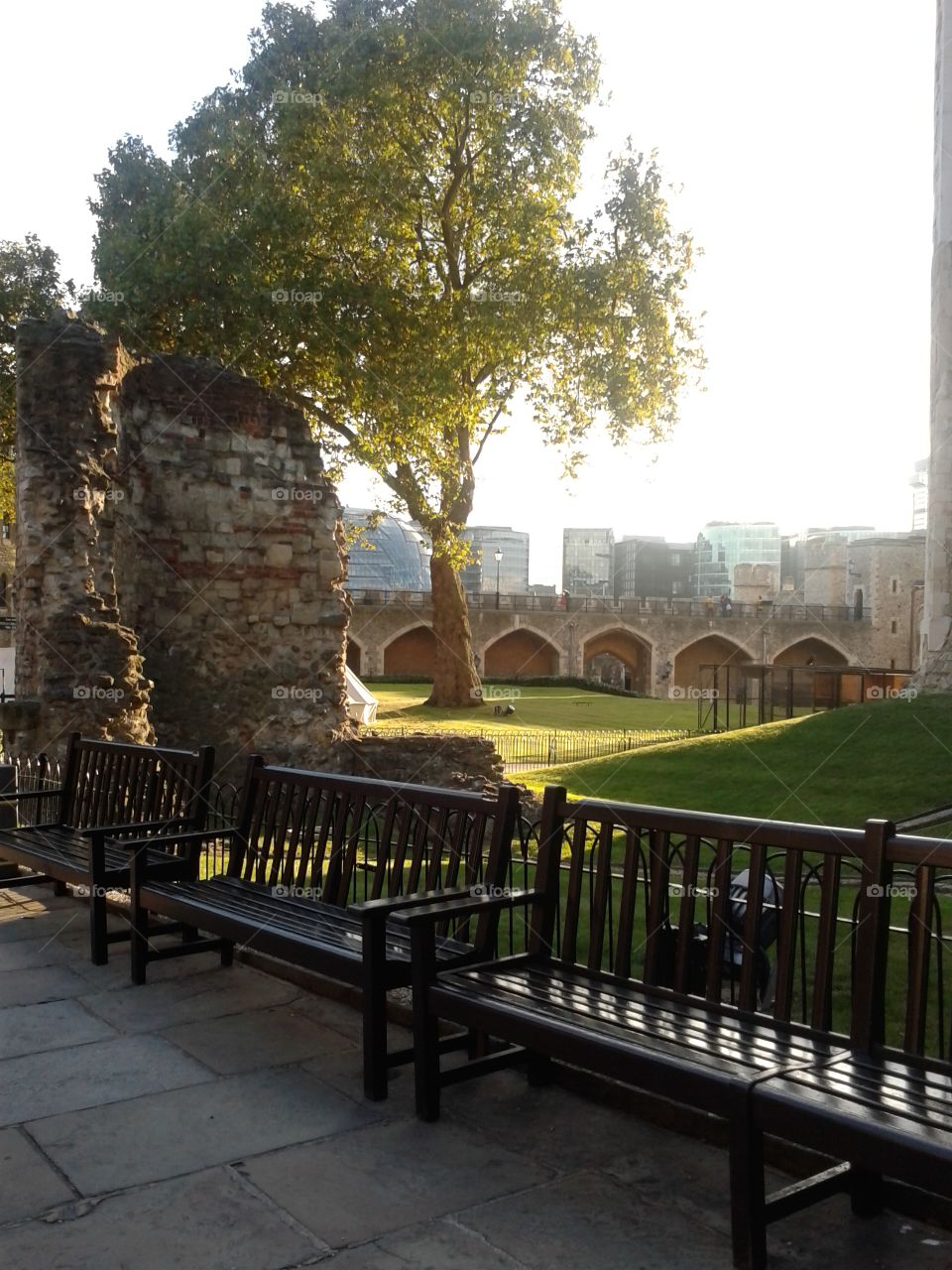 Tower of London. sunset on the grounds at the historic Tower of London