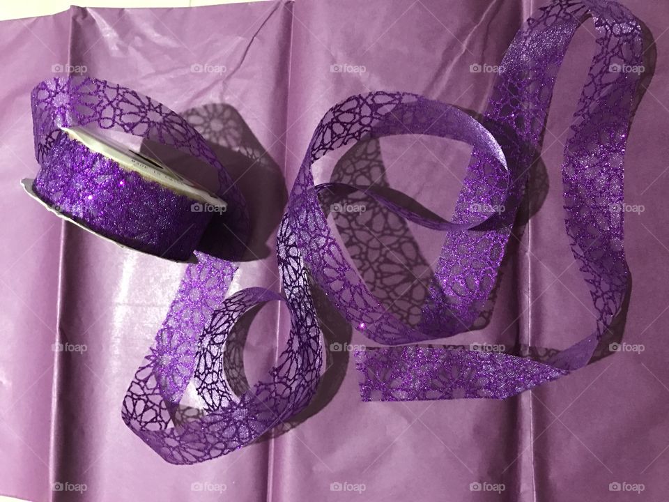 Purple - ribbon- paper- crepé- shine