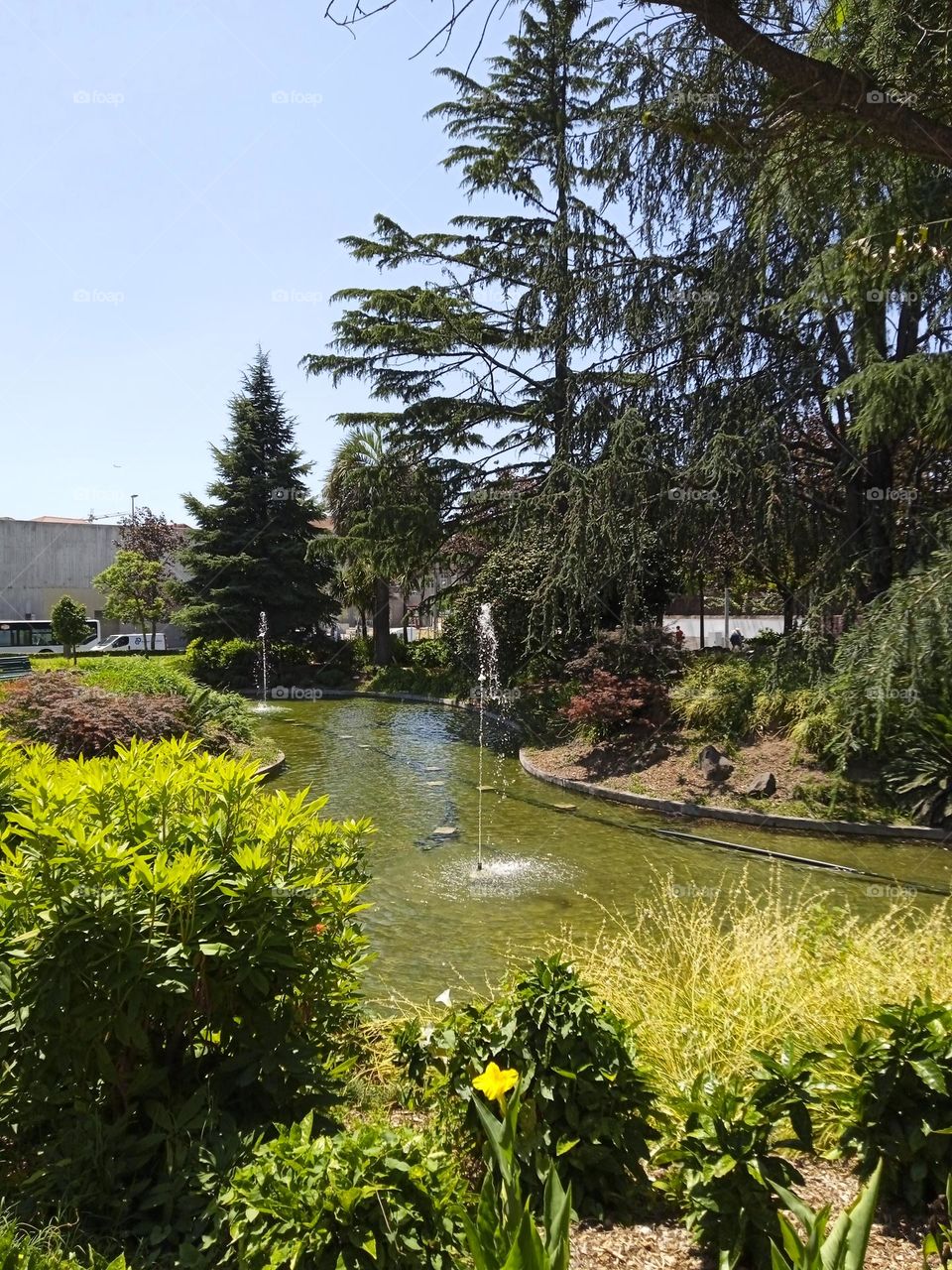 fountain in the middle of a garden in Porto