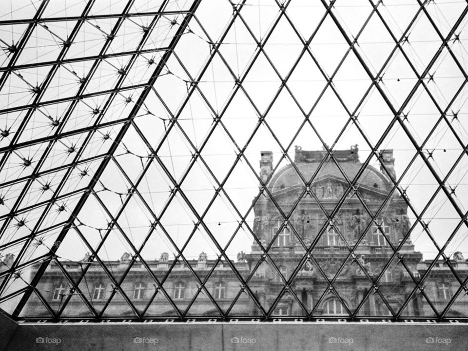 The Louvre. The palace as seen from inside Pei's pyramid. 