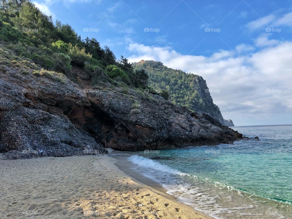 the best beach in Alanya is Cleopatra beach at the foot of the mountain.