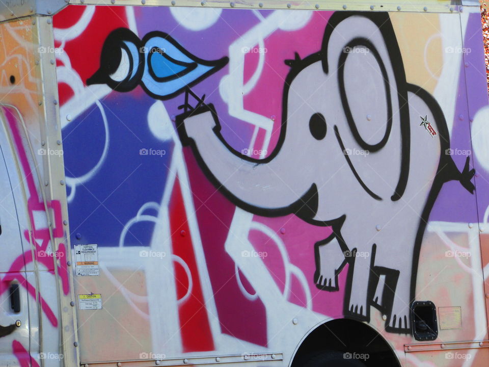 colorful, grey elephant