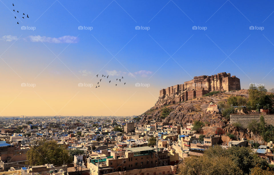 View of jodhpur city and mehrangarh Fort, Jodhpur, Rajasthan, India