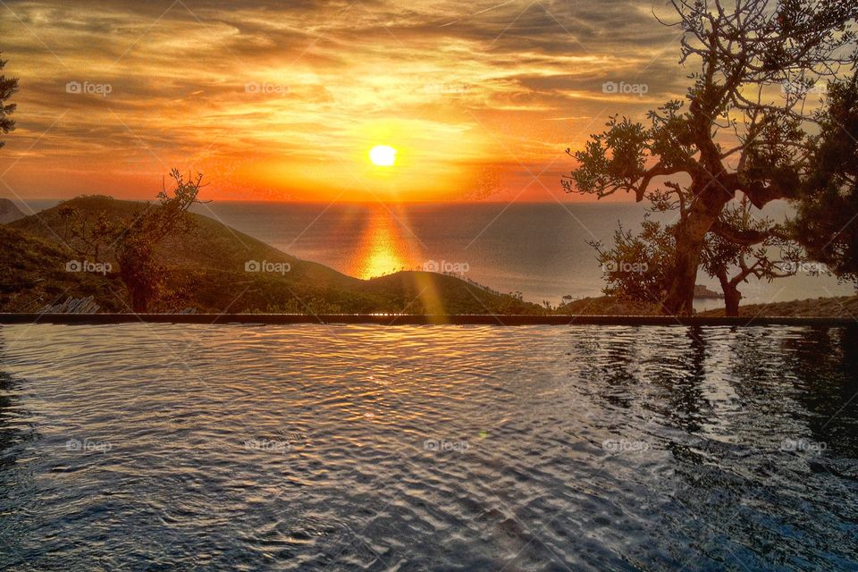 Poolside sunset