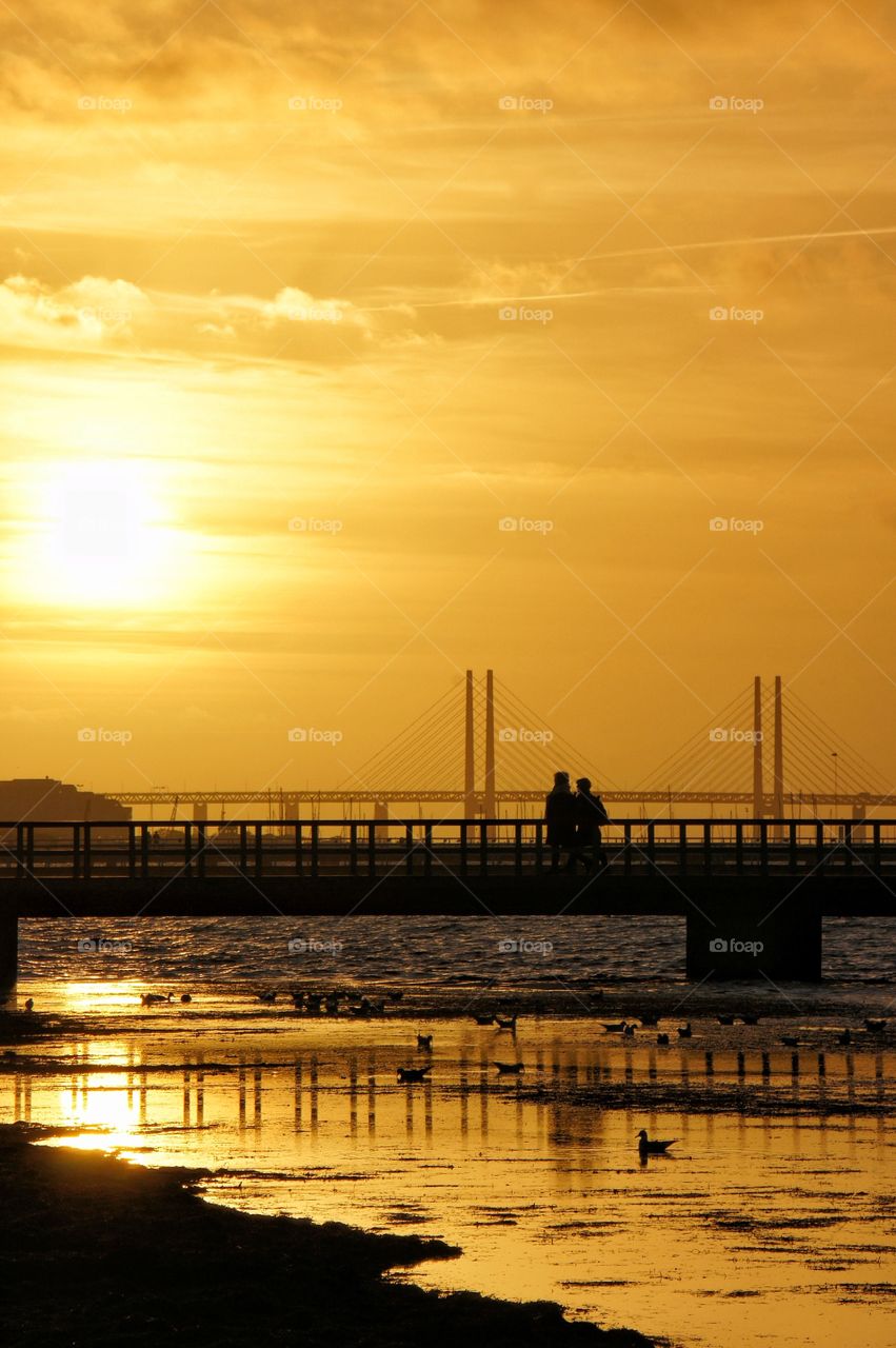 Sunset, Water, Dawn, Pier, Sea