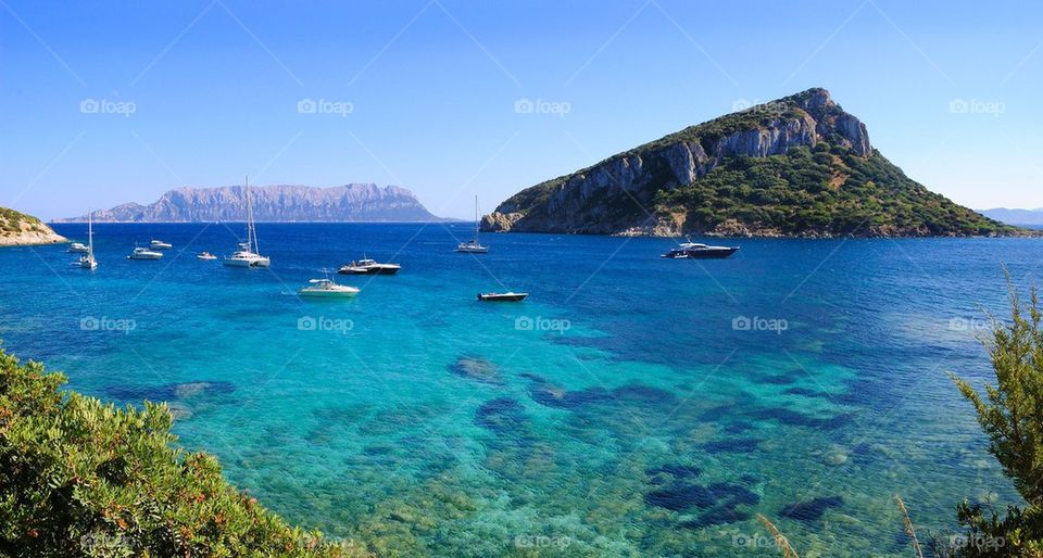 Sardinia in front of Figarolo Island