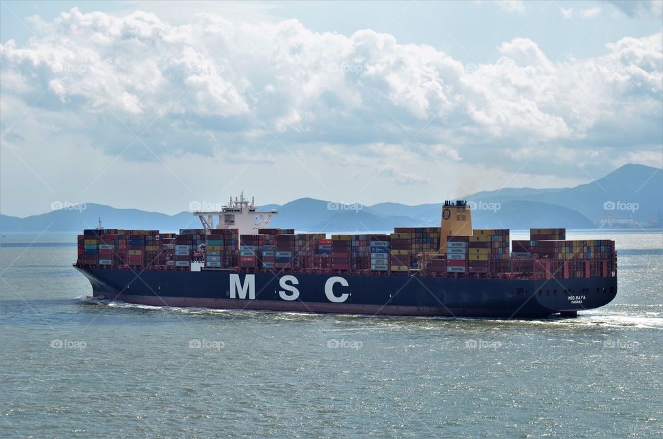 Container vessel at sea