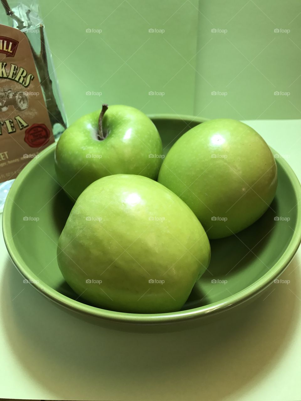 Granny smith apple green bright bowl