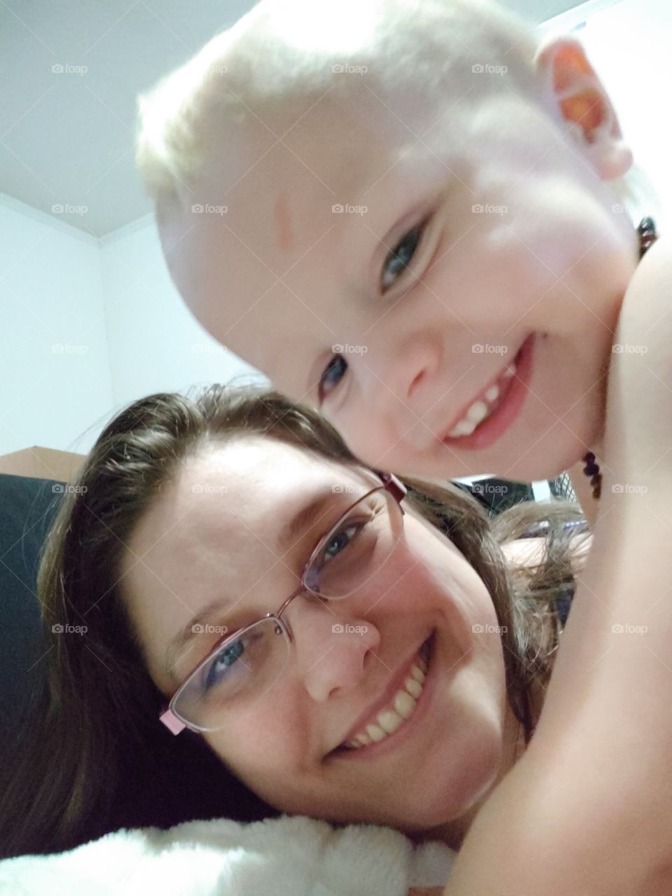 mother and son playing