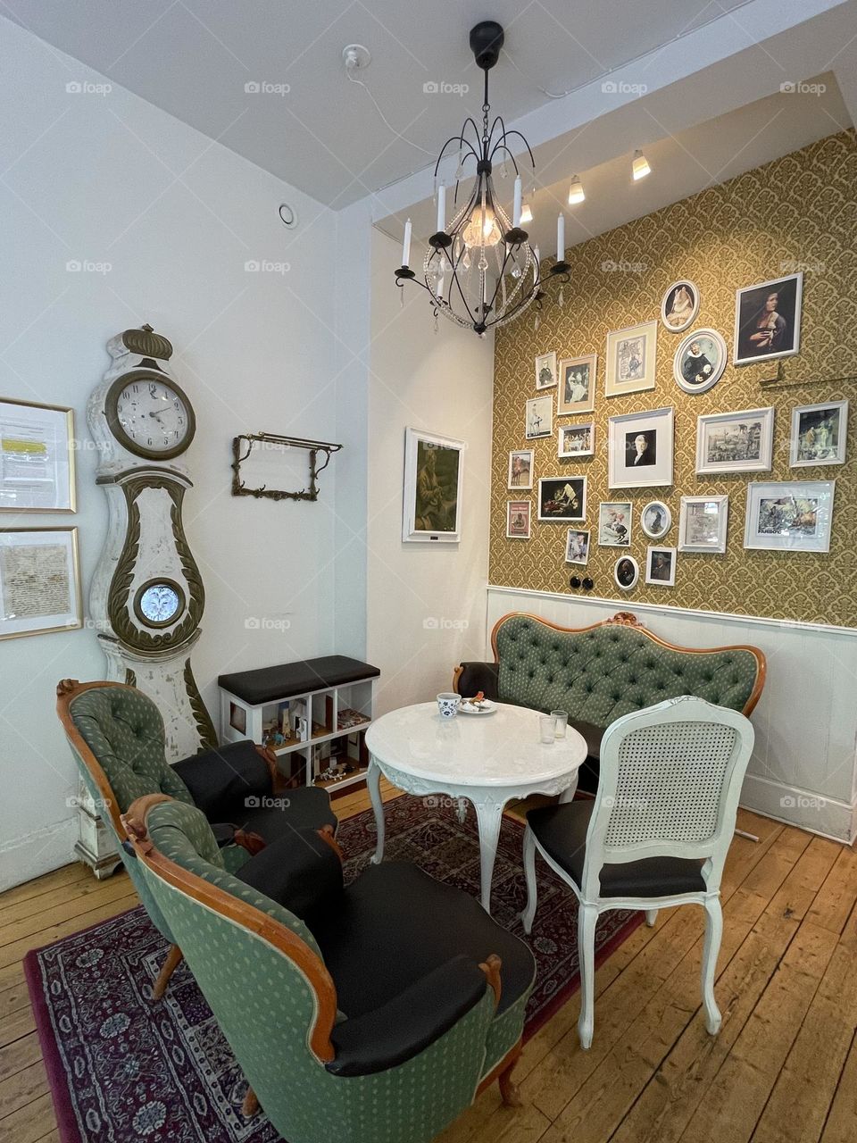 Corner in café with art 