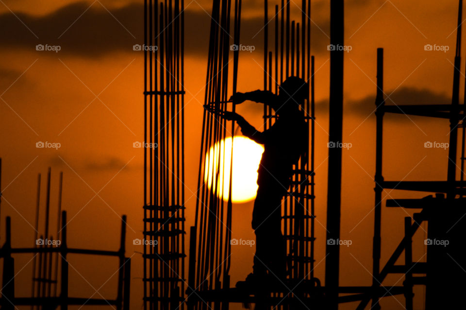 Silhouette at a construction site