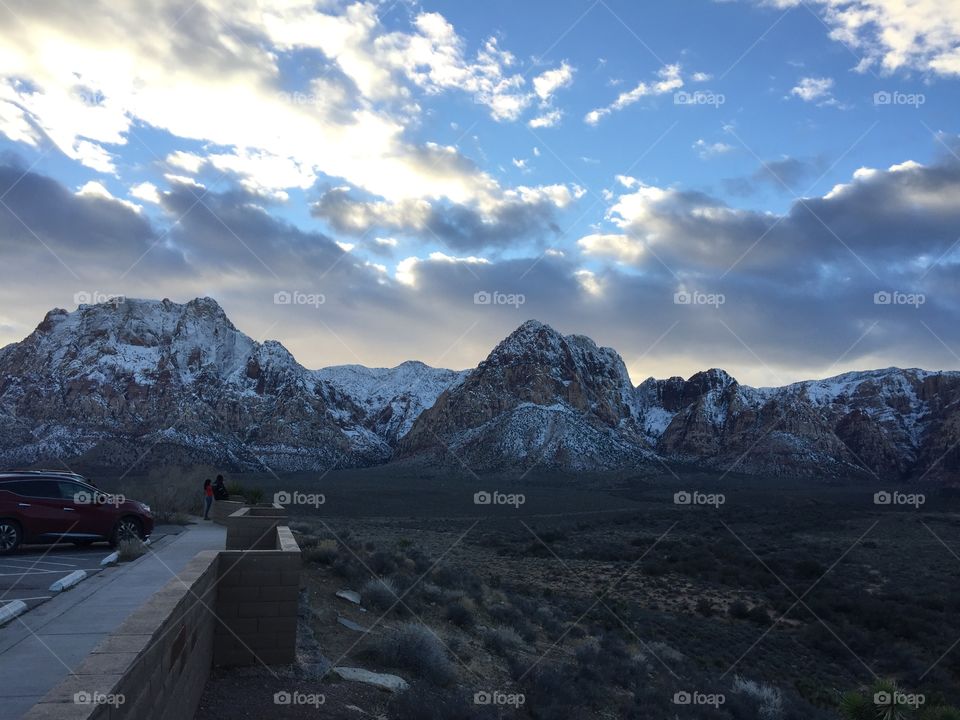 Snow
Red rock