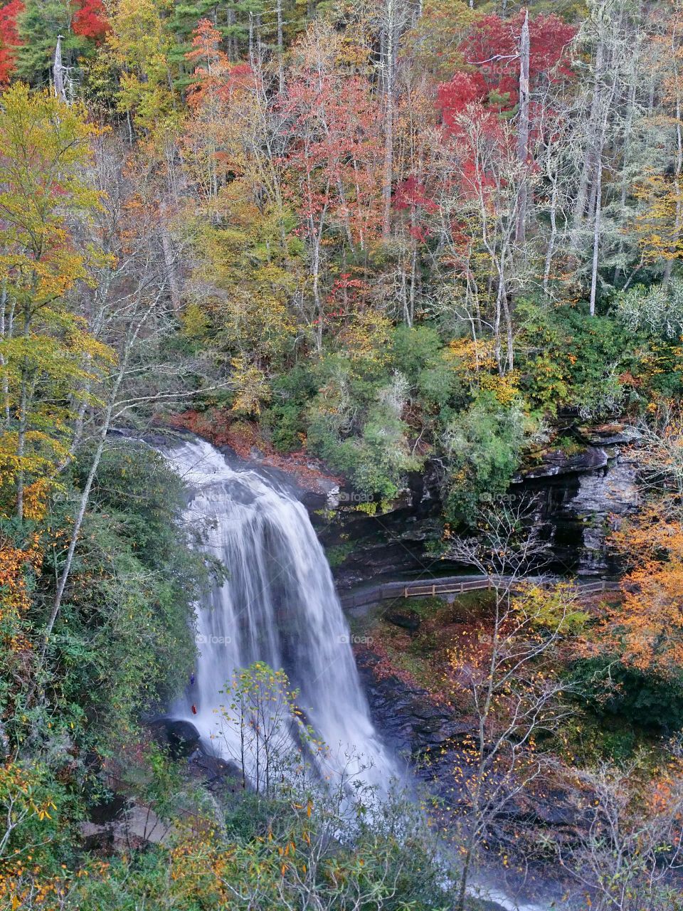Dry Falls in Autumn. Beautiful Dry Falls near Highlands North Carolina