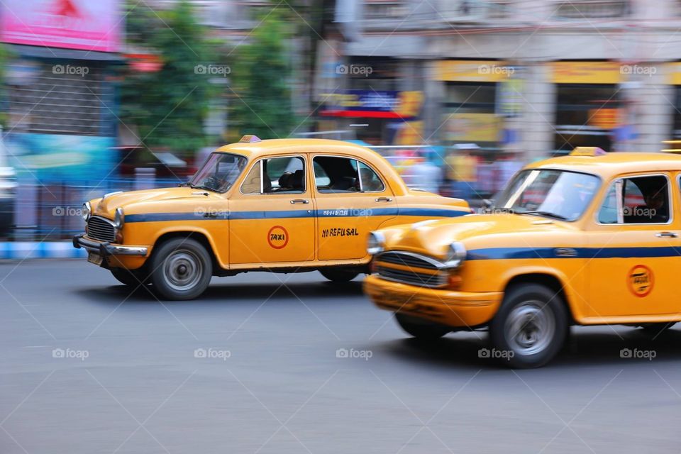 Taxi in India. Himdustan ambassador taxi in Kolkata
