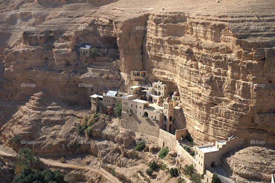 Monastery of St George — a cliff-hanging complex carved into a sheer rock wall in the Judaean Desert in 5th century by Greek Orthodox monks.