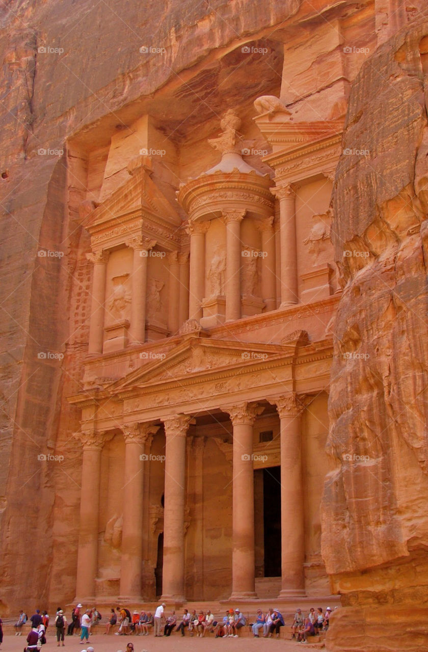 The Treasury, temple in the ancient city of Petra, Jordan