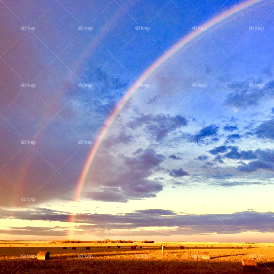 Double rainbow view from the highway 