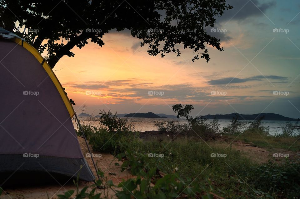 Sunset in the tent