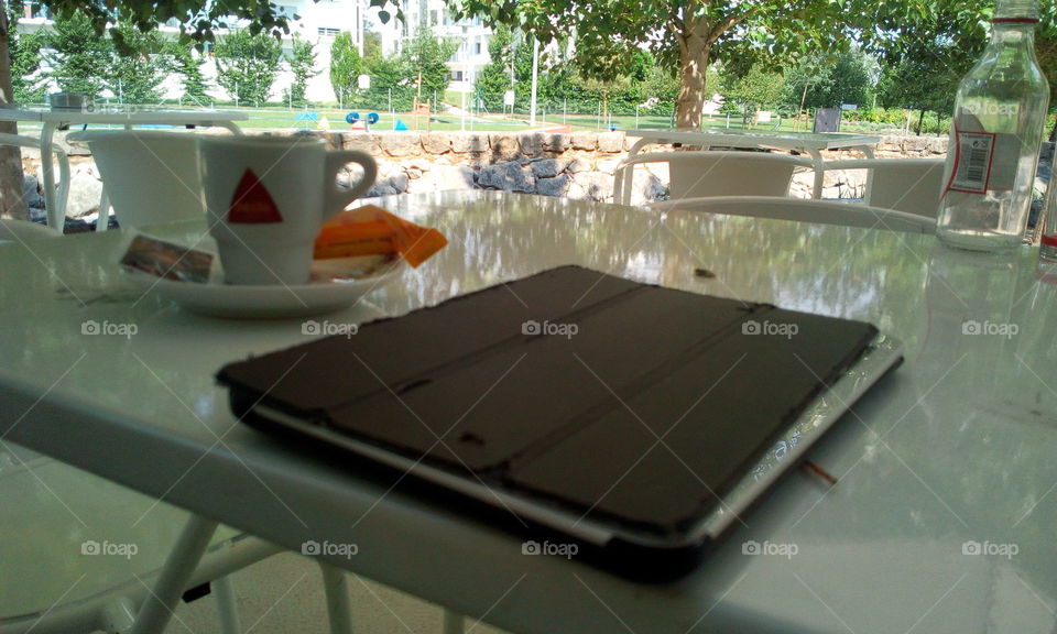 coffee and a tablet