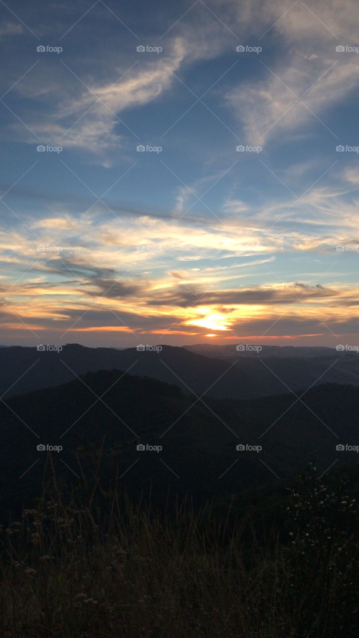 Amazing sunset in a mountainous and cold Brazilian town