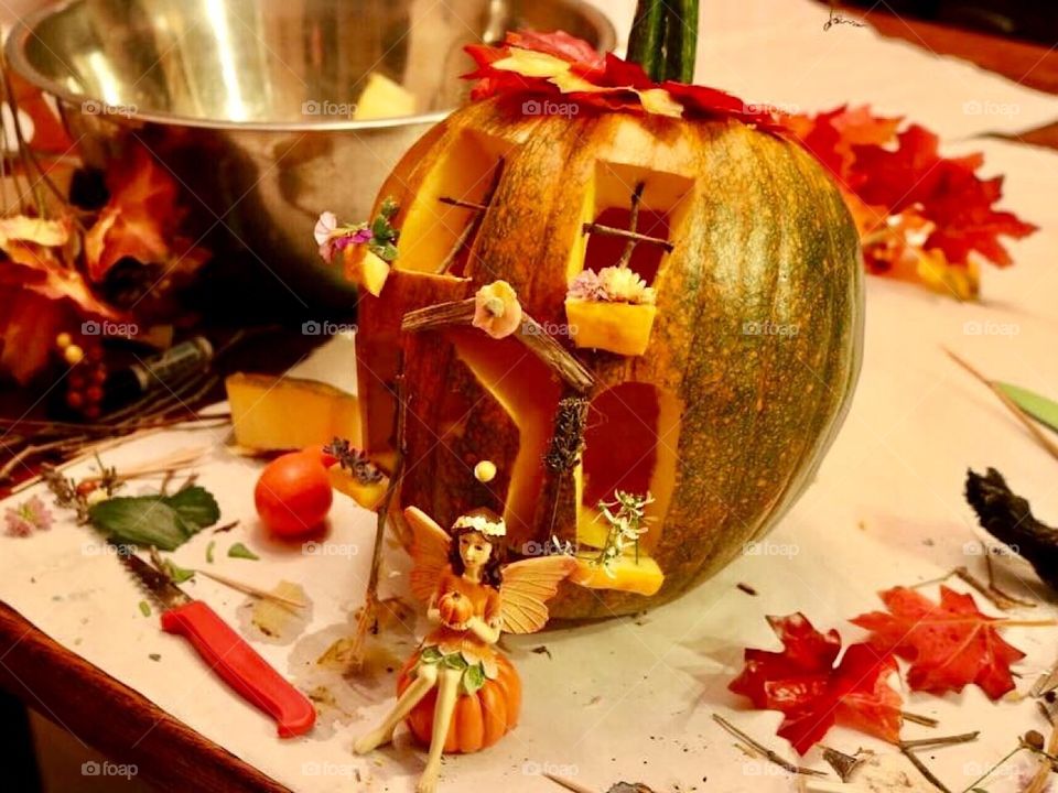 Crafting a Pumpkin Fairy House
