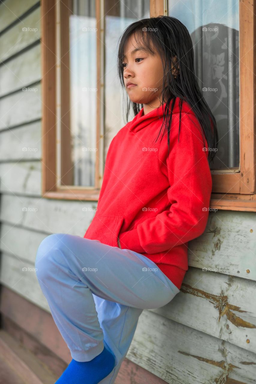 A young little girl making her fashion statement