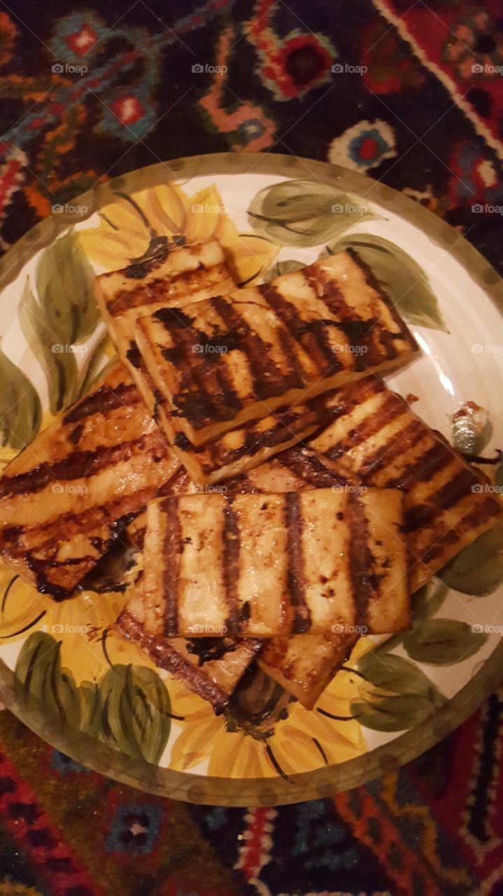 plate of grilled tofu
