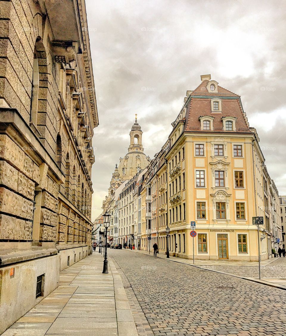 Cloudy morning in the beautiful old town of Dresden, Germany 