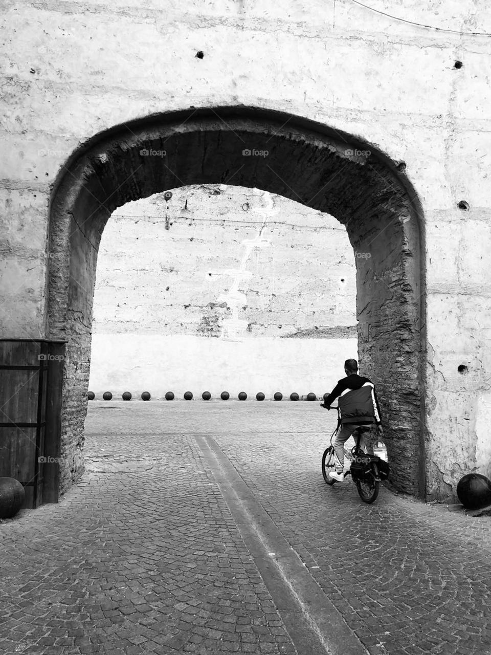 ancient building in black and white