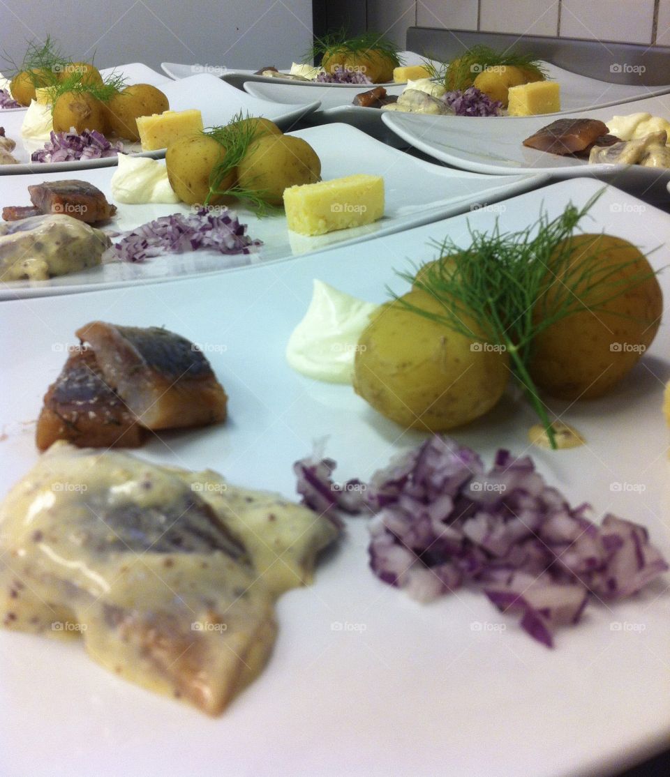 Herring cheese and onion
