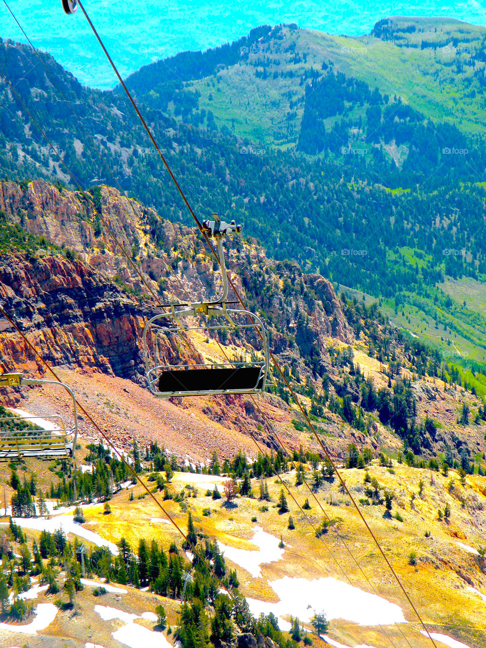 Rocky Mountain Ski Lift In Summer. Rocky Mountain Ski Lift In Summer