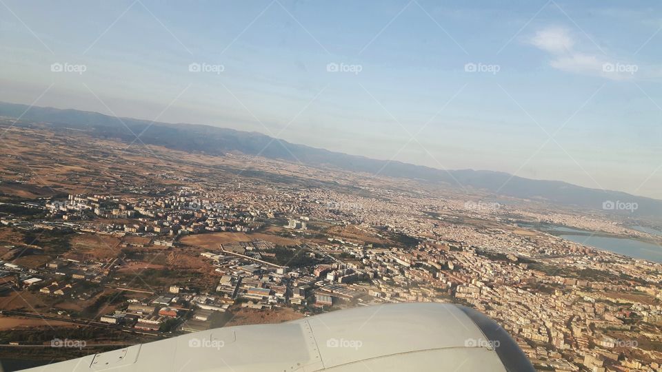 Cagliari from a plane, Italy