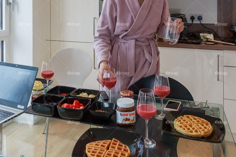 Girl preparing delicious breakfast