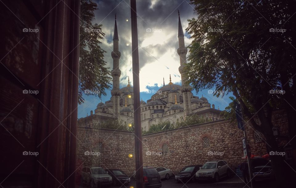 Blue mosque reflection