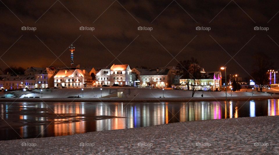 beautiful light night city view