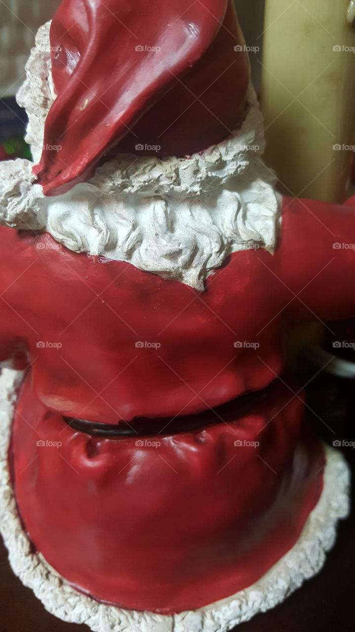 Behind view of Santa