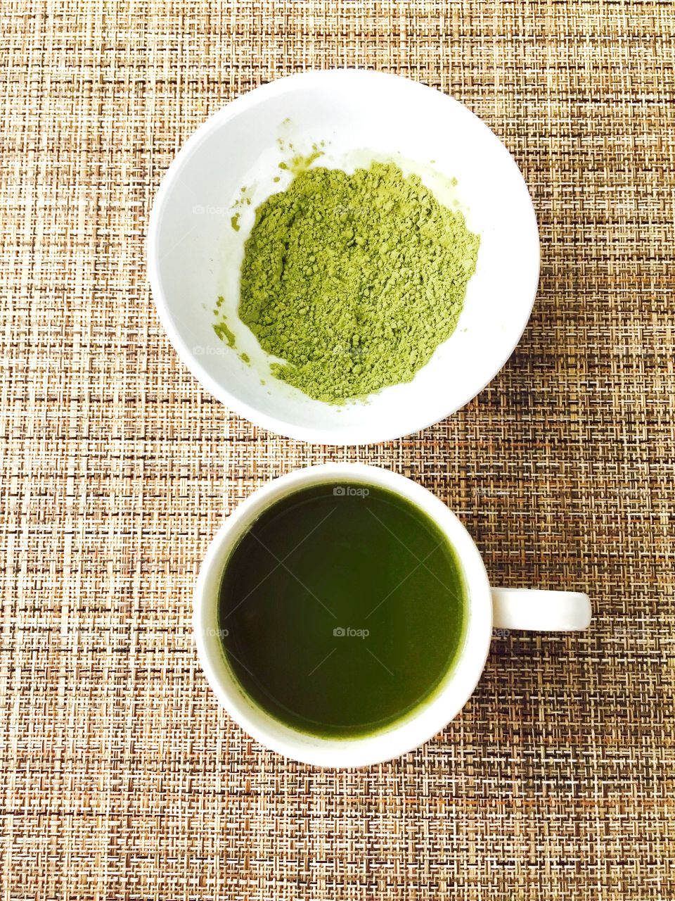 High angle view of matcha tea