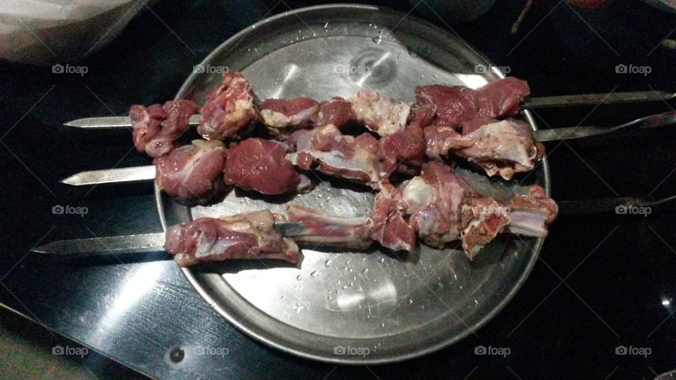 lamb meat preparing for kebab cooking