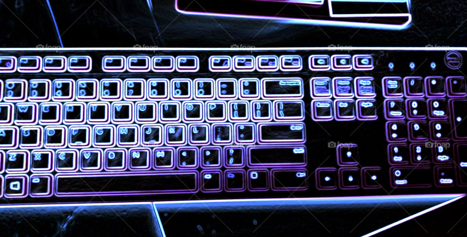 Neon outline of keyboard 